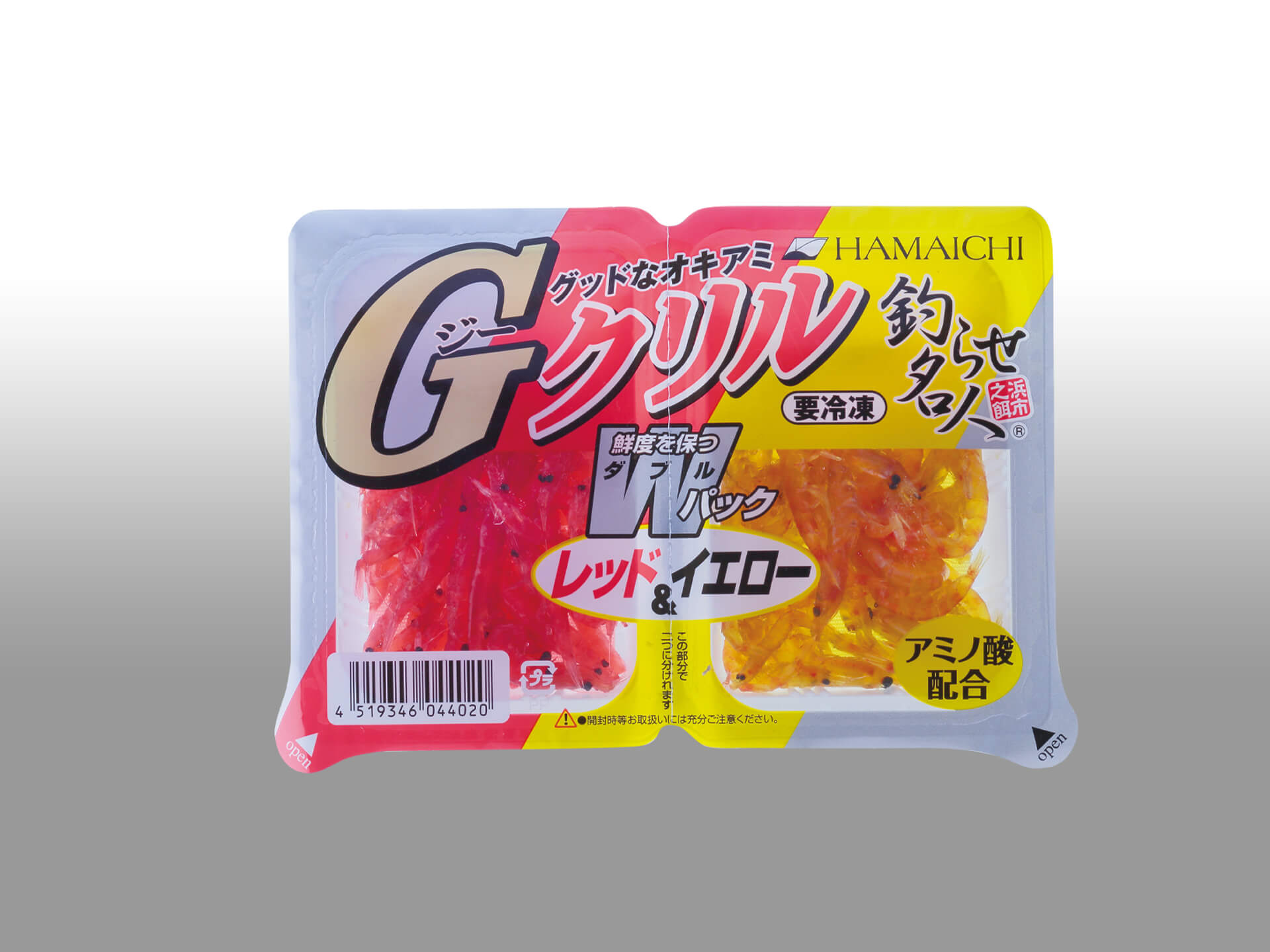 浜市 Gクリルwパック 食品色素で赤と黄色に着色したタイプが追加 釣具新聞