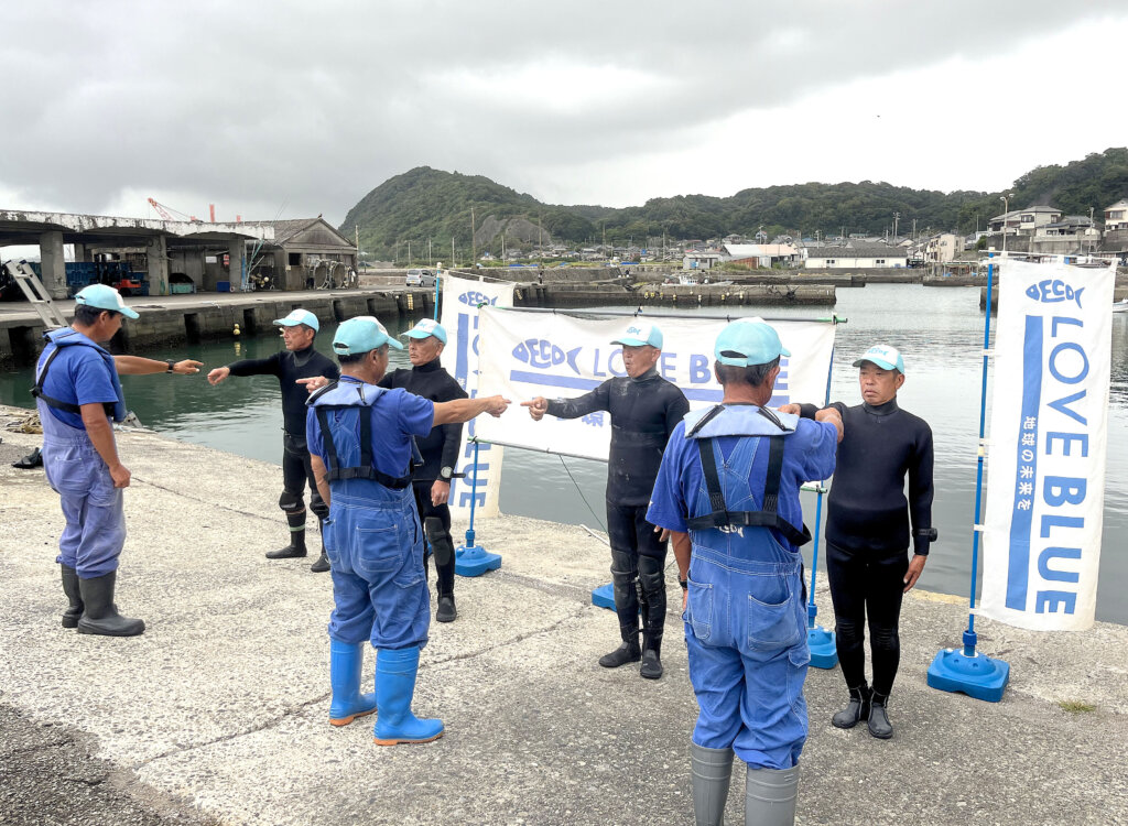 千葉県和田漁港での水中クリーンアップ活動の様子